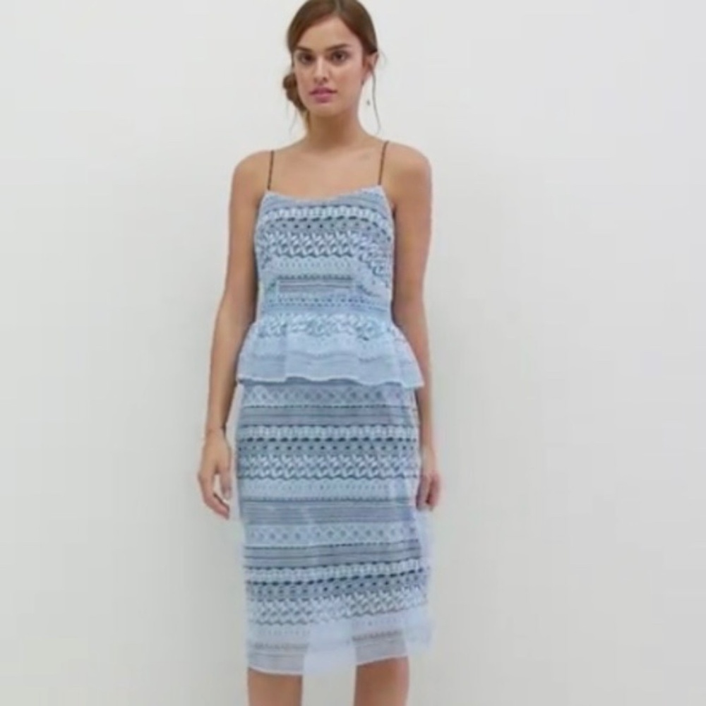 NWT!! LITTLE WHITE LIES‎ Blue Crochet Lace Peplum Sheath Dress XX-Large XXL
